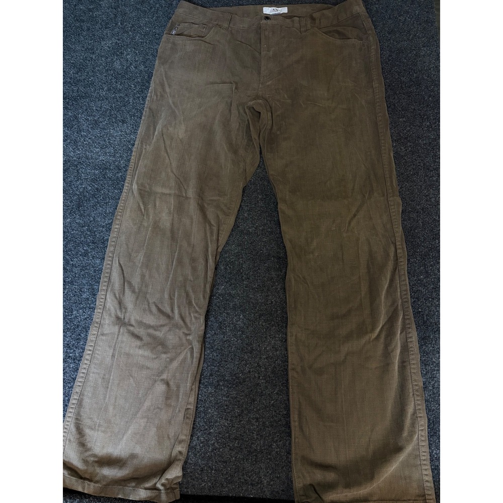 Armani Exchange AX Mens 36 Long Brown 100% Cotton Textured Straight Leg Trousers